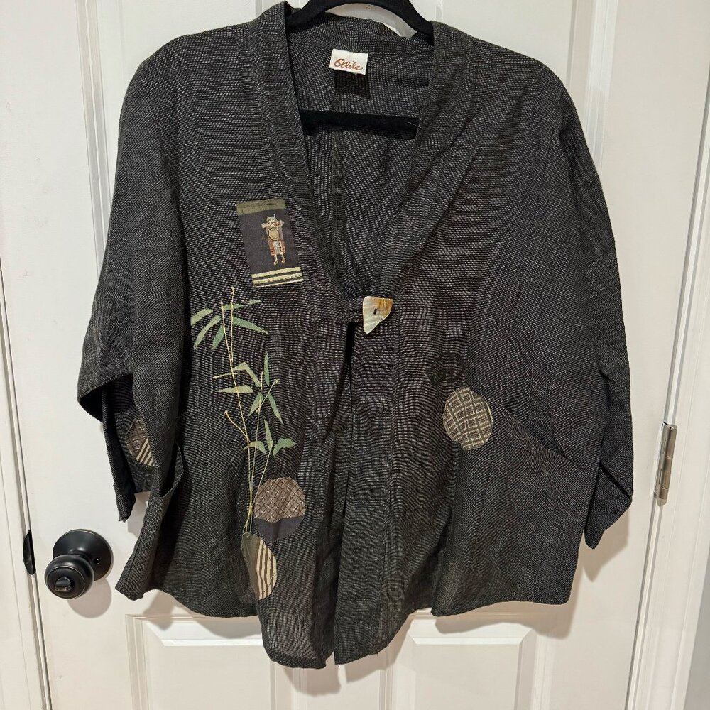Odile Linen Hand Painted Patchwork Jacket Top - Size Small / Medium‎